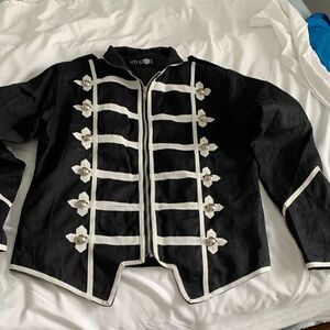 Black and White Military-Style Jacket